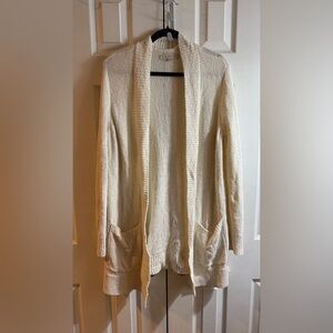 LOFT Cream Open Front Cardigan